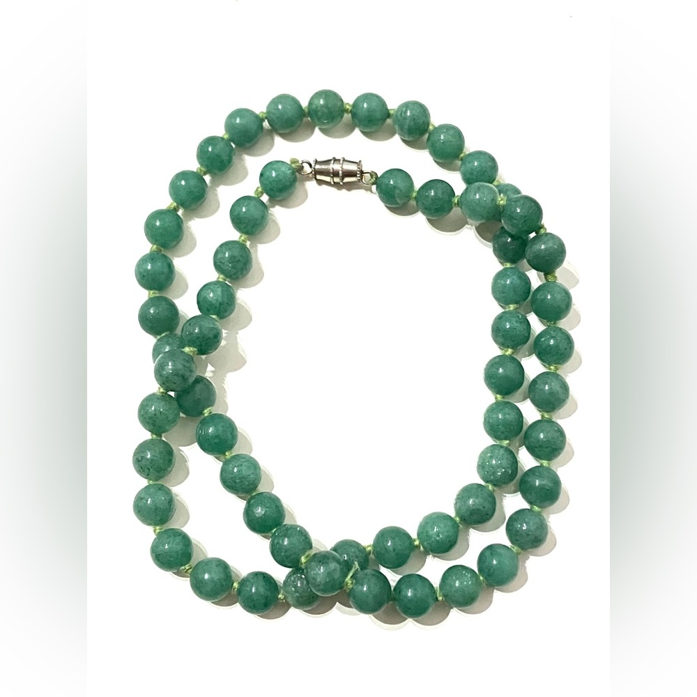 Aventurine Stone Bead Necklace 20”